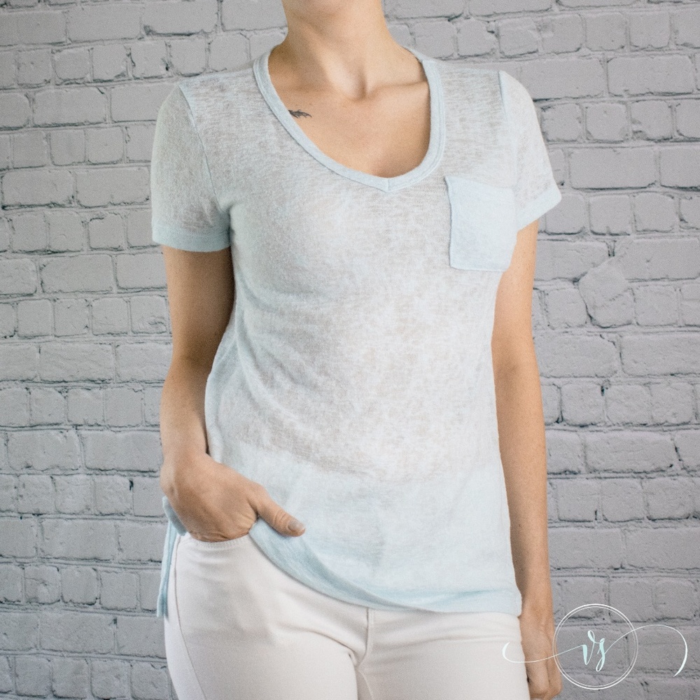 Mint Melrose V-Neck Tee